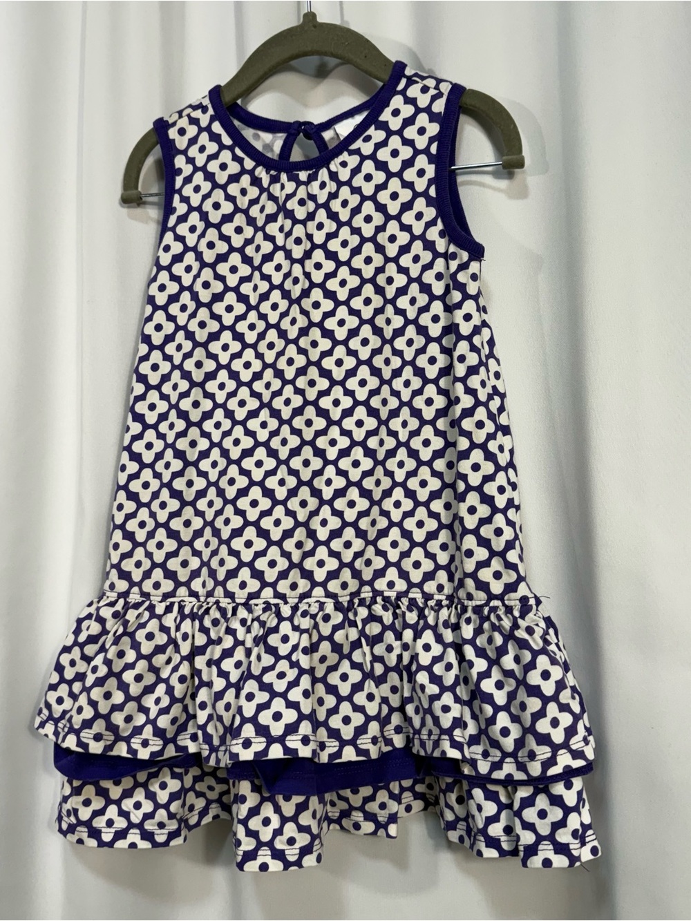 Hanna Andersson Girls Size 90 3T Purple Floral Tiered Cotton Dress